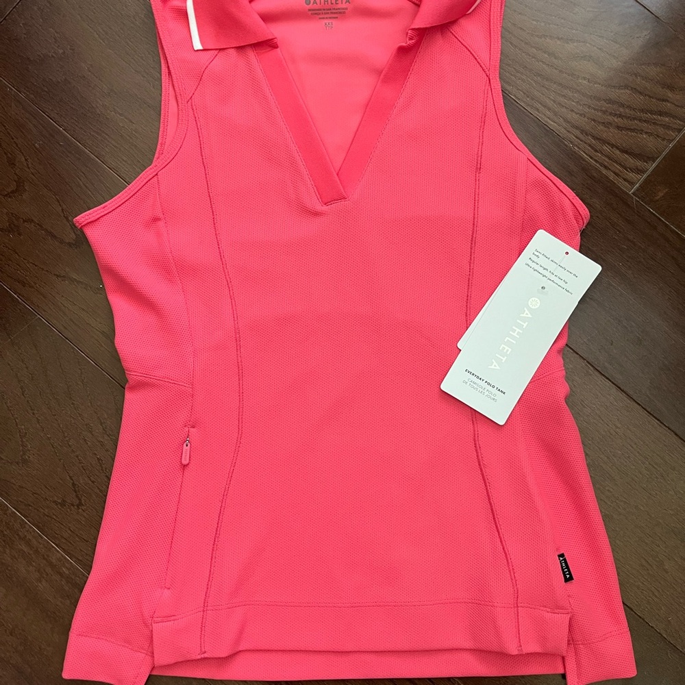 NWT Athleta Pink Fitted Polo Tank Top